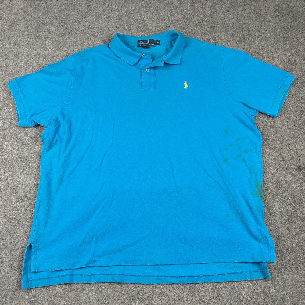 Polo Ralph Lauren‎ Polo Shirt Mens XXL Blue Short Sleeve Pique Pony Old Money